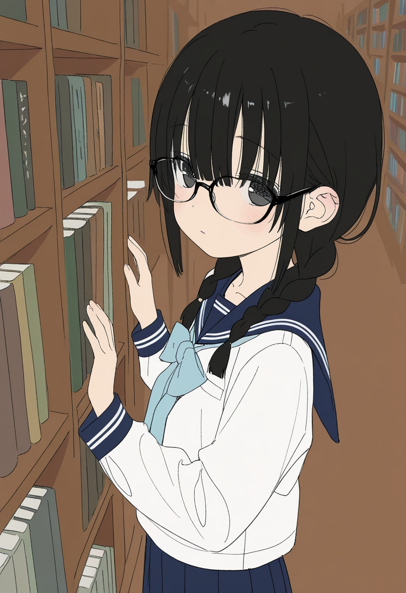 正統派図書委員な女の子 | の人気AIイラスト・グラビア