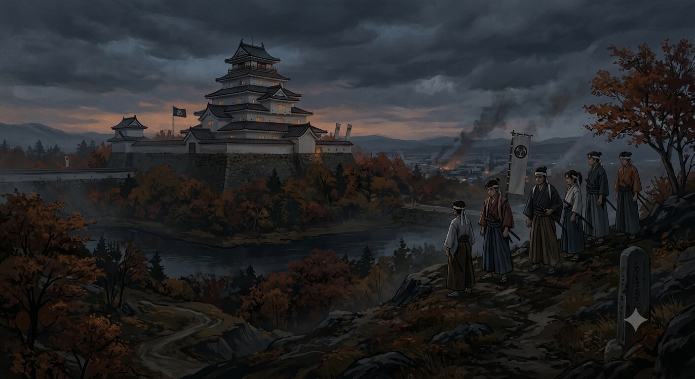 白虎隊と鶴ヶ城（会津若松城） | の人気AIイラスト・グラビア