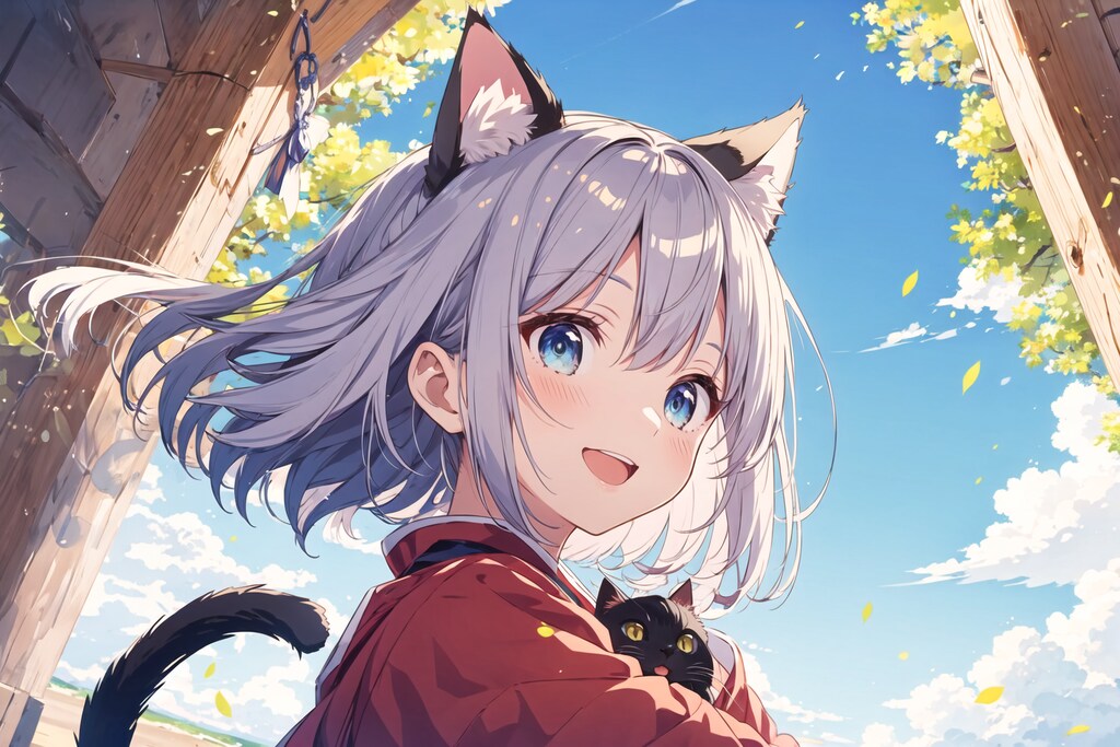 猫巫女様、初めて海を見る