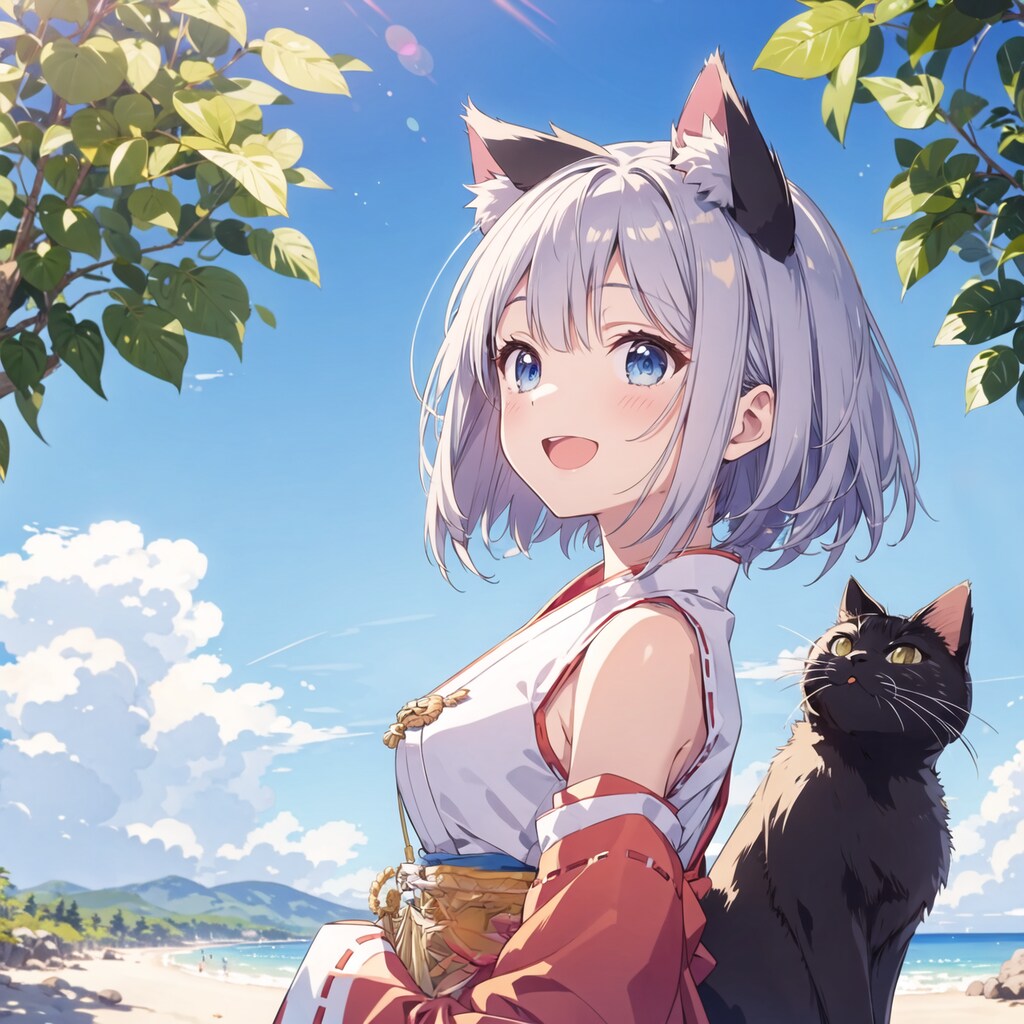 猫巫女様、初めて海を見る