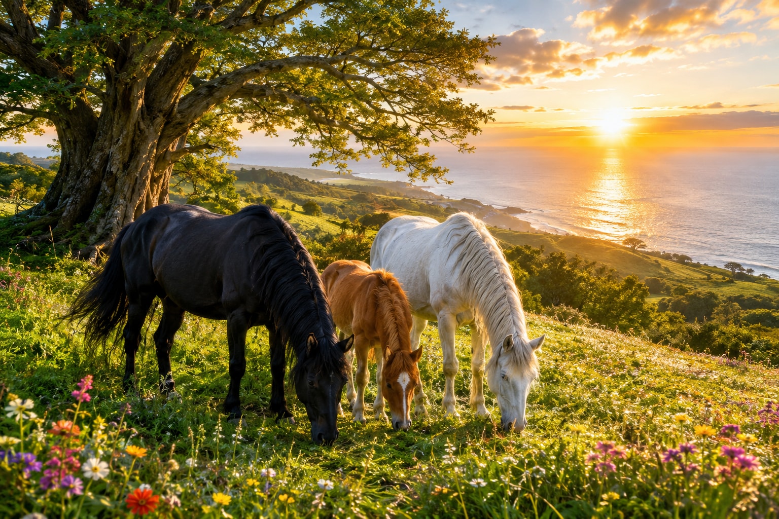 朝の親子馬