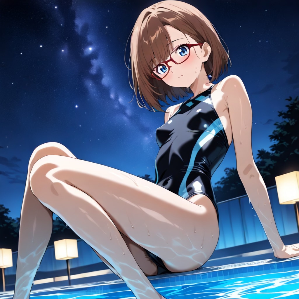 満月とスク水