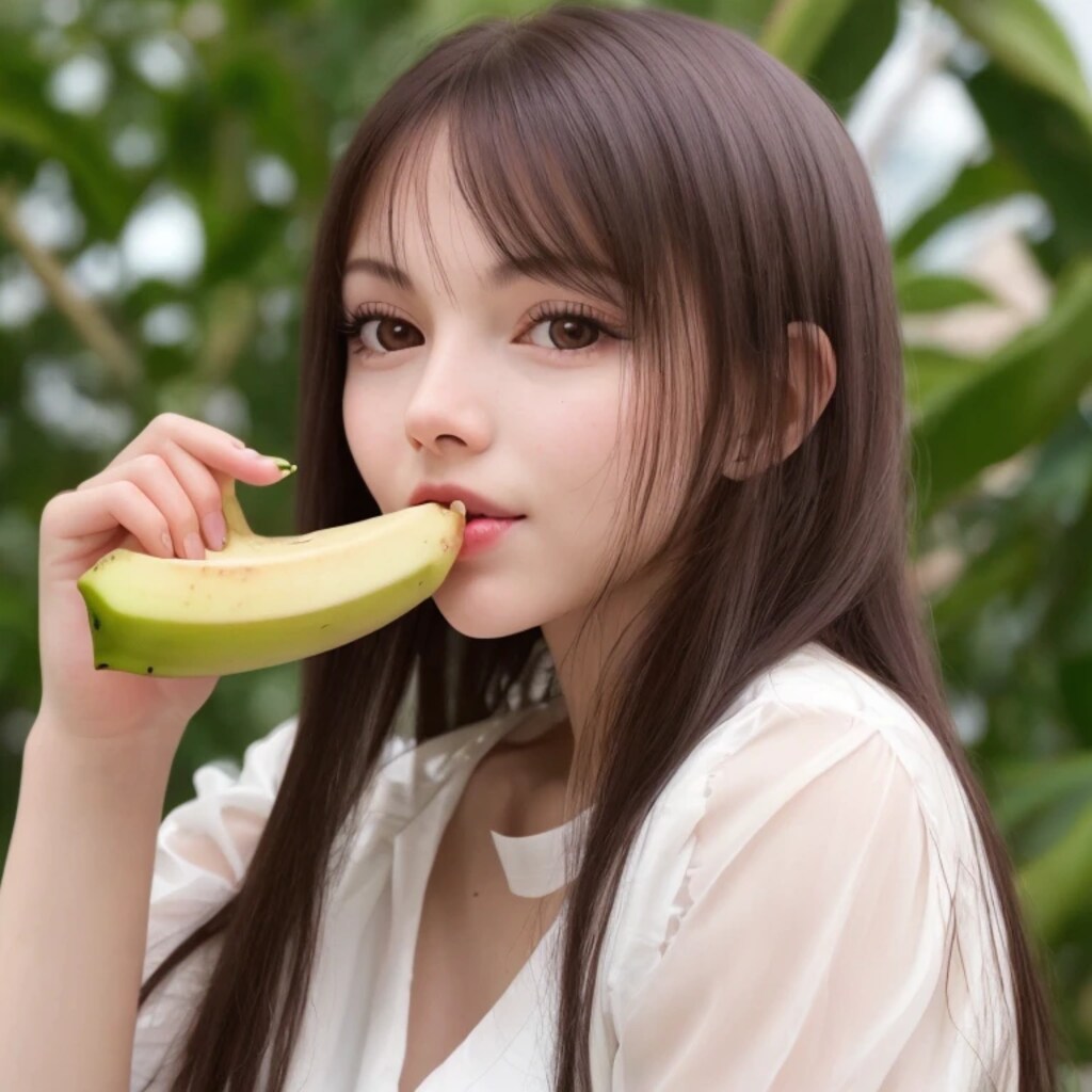 黒髪ロングでバナナの美女６４