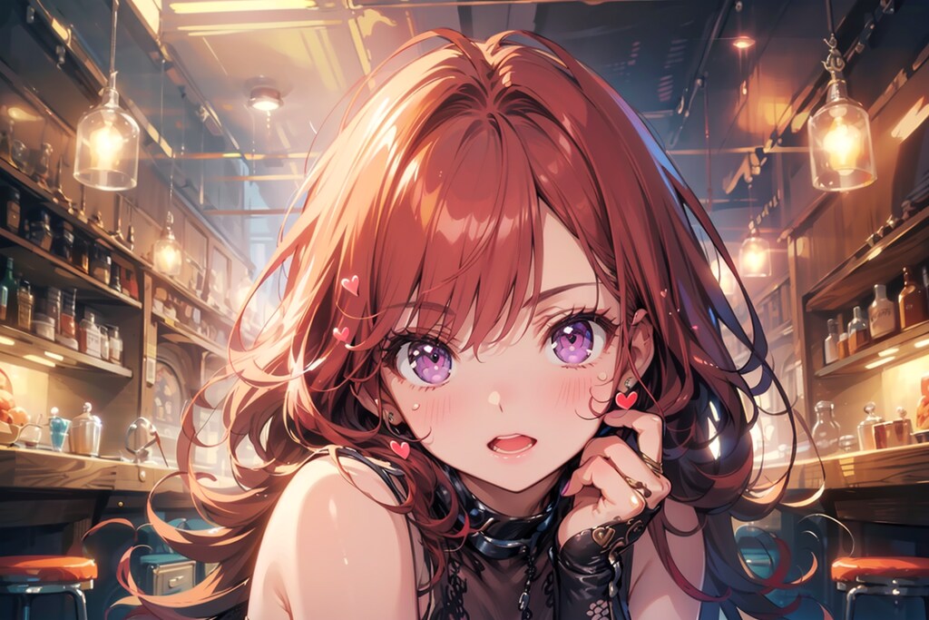 赤い髪の娘♪　ずっとこっち見てるけど酔ってるの？