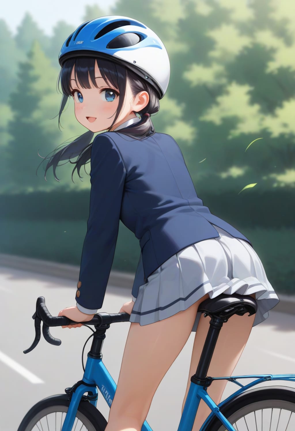 自転車通学の少女