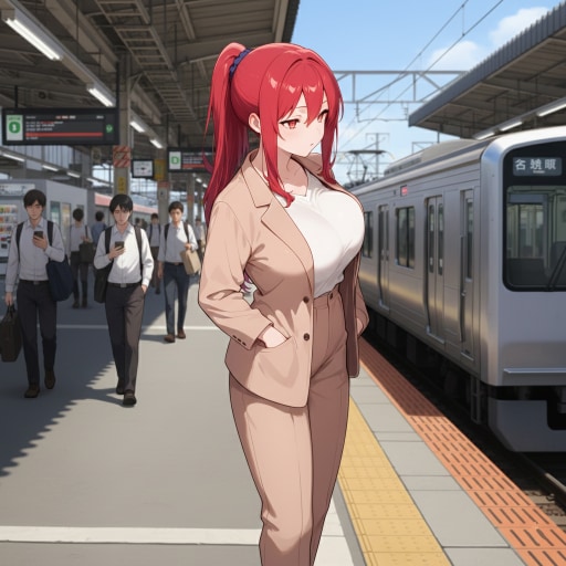 電車待ちのOL | の人気AIイラスト・グラビア