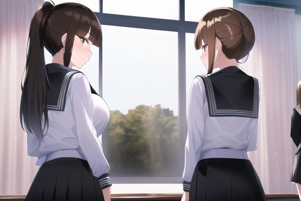 振り返るポニーテールのJK