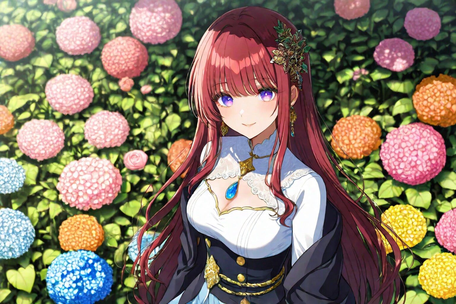 赤髪ロングでドレスの少女 | の人気AIイラスト・グラビア