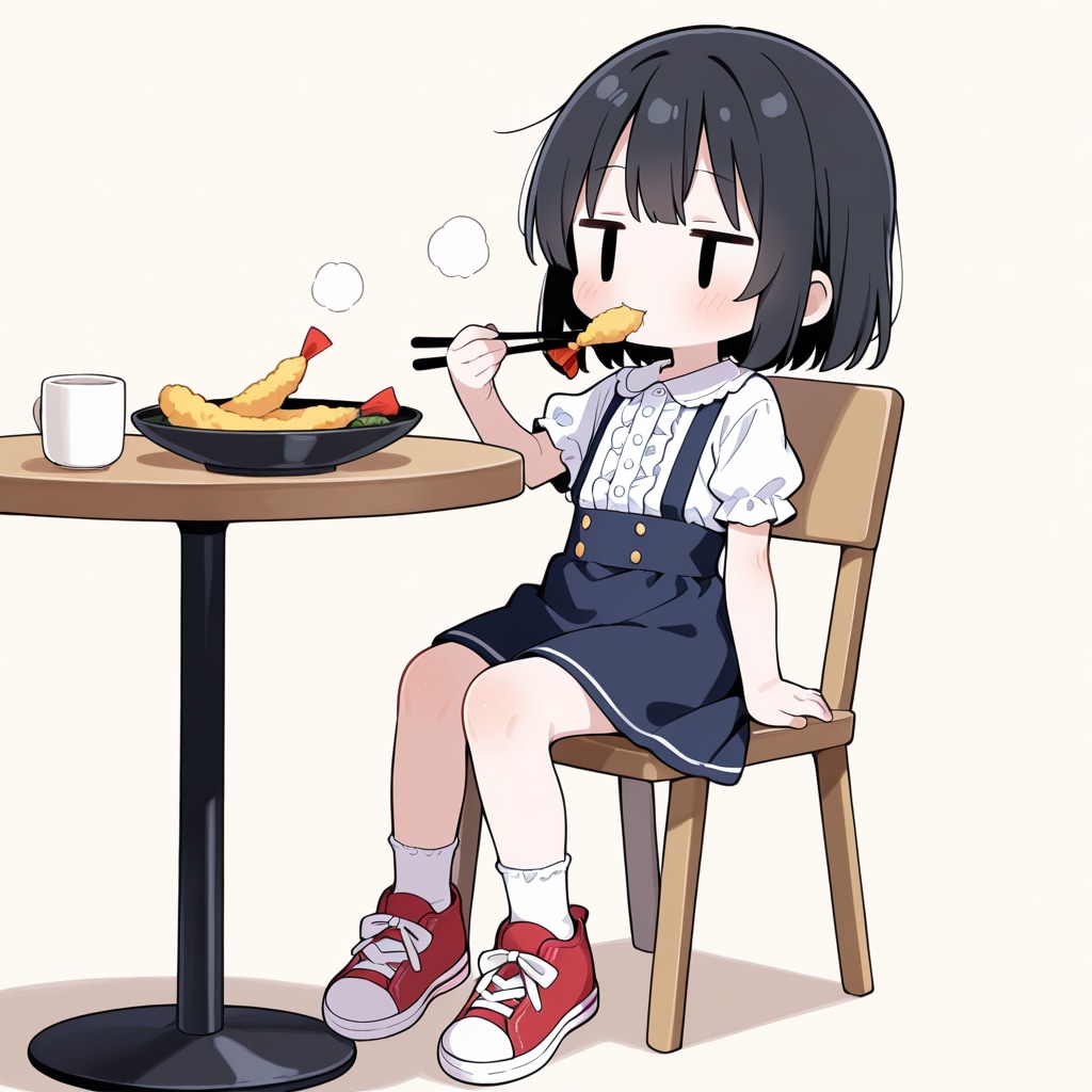 天ぷら（エビ）を食べる