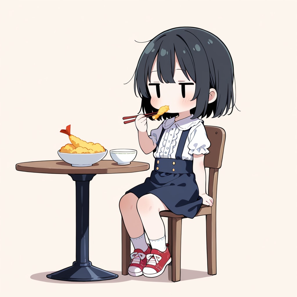 天ぷら（エビ）を食べる
