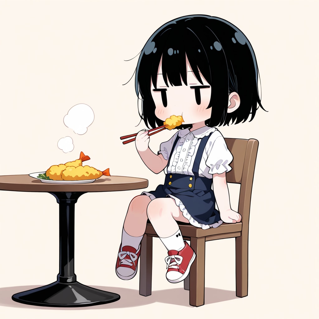 天ぷら（エビ）を食べる