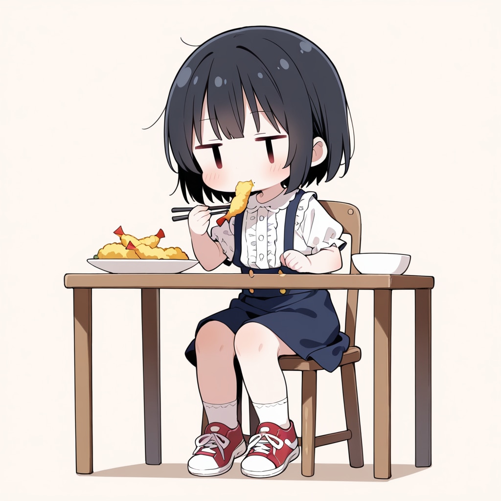 天ぷら（エビ）を食べる