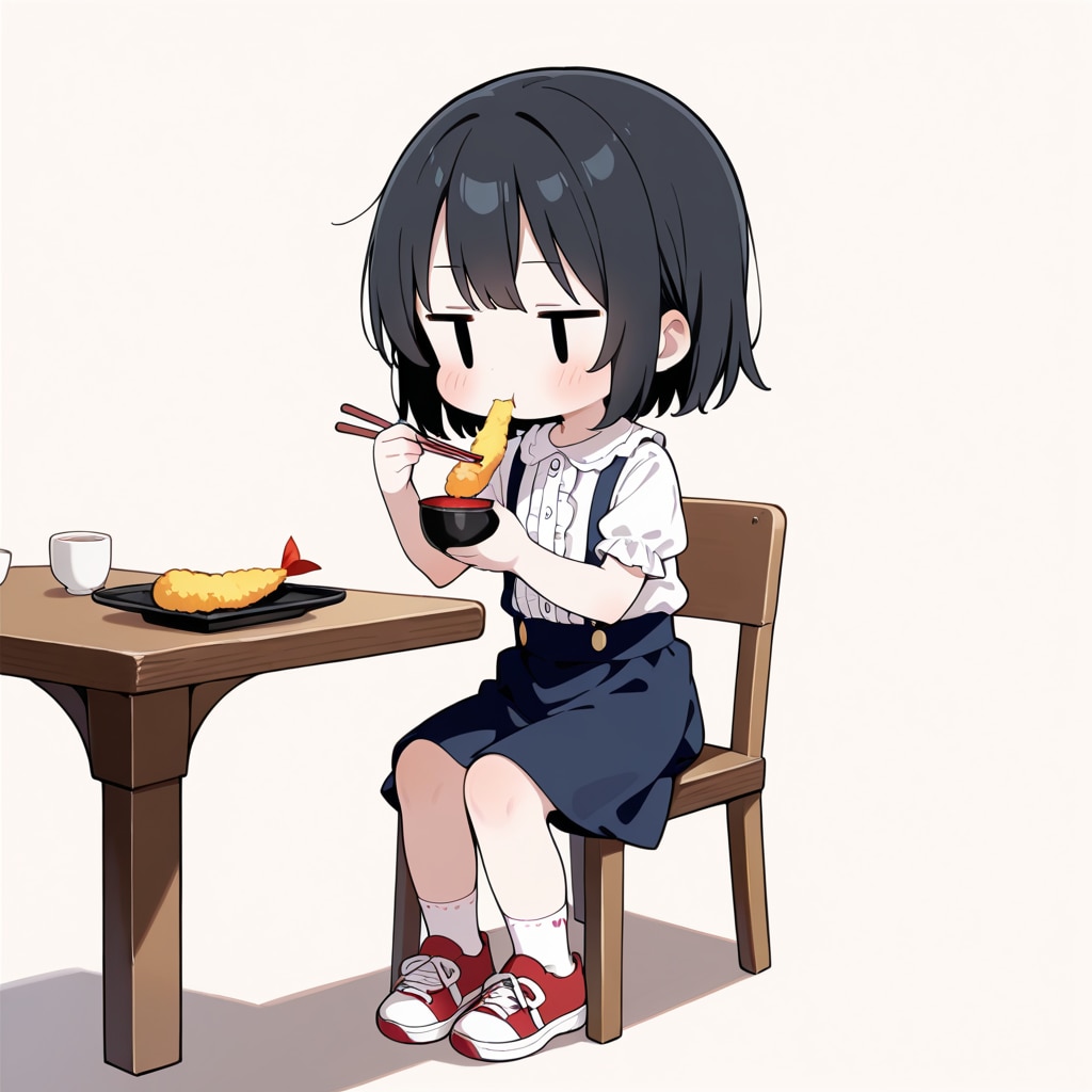 天ぷら（エビ）を食べる