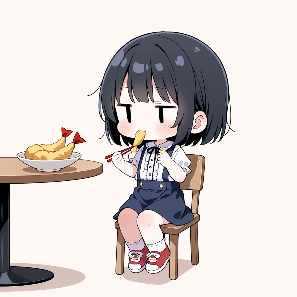 天ぷら（エビ）を食べる