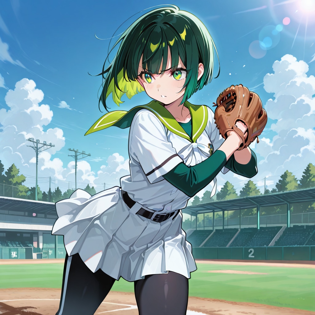 緑の野球少女 | の人気AIイラスト・グラビア