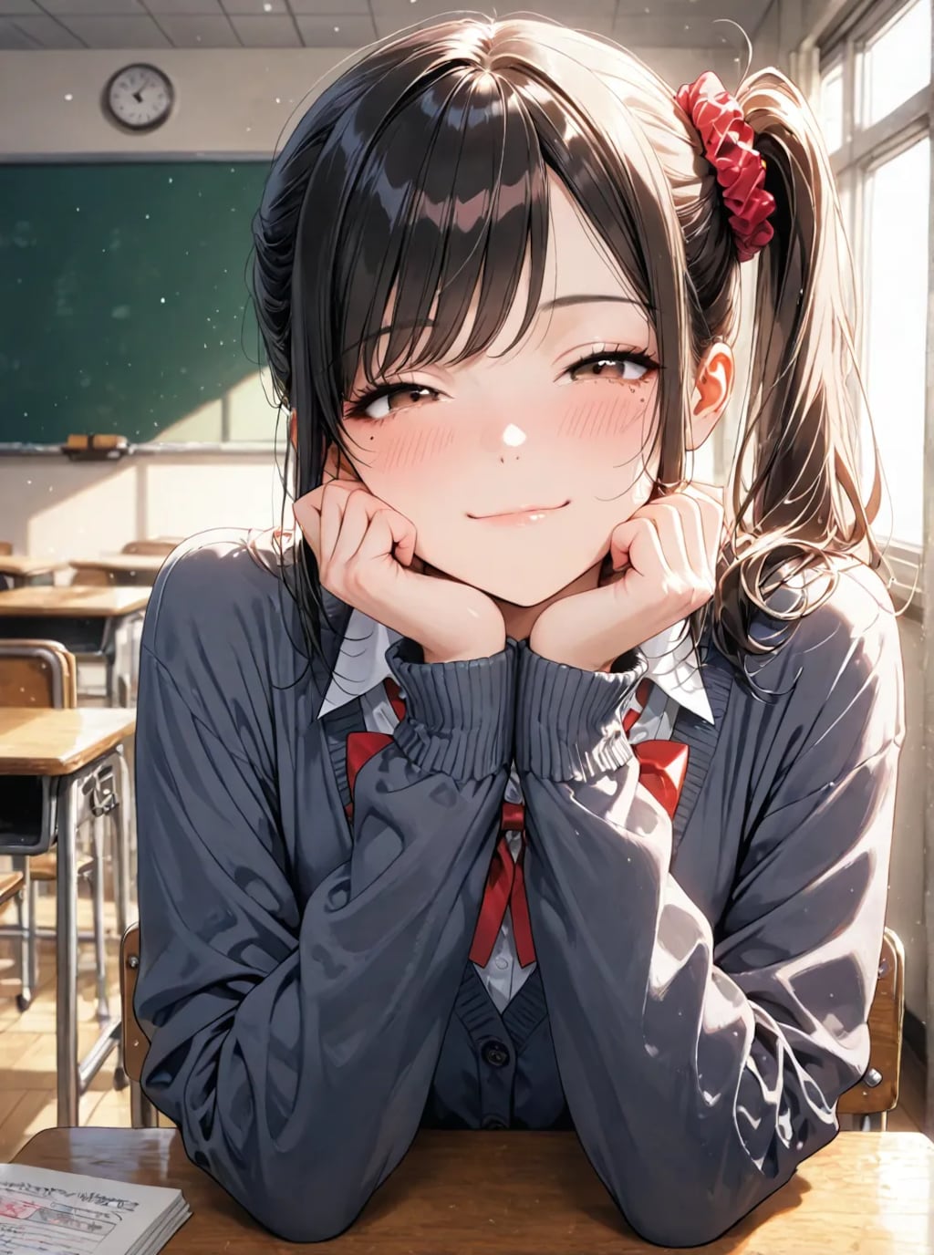 サイドテールのJKとお勉強会😊