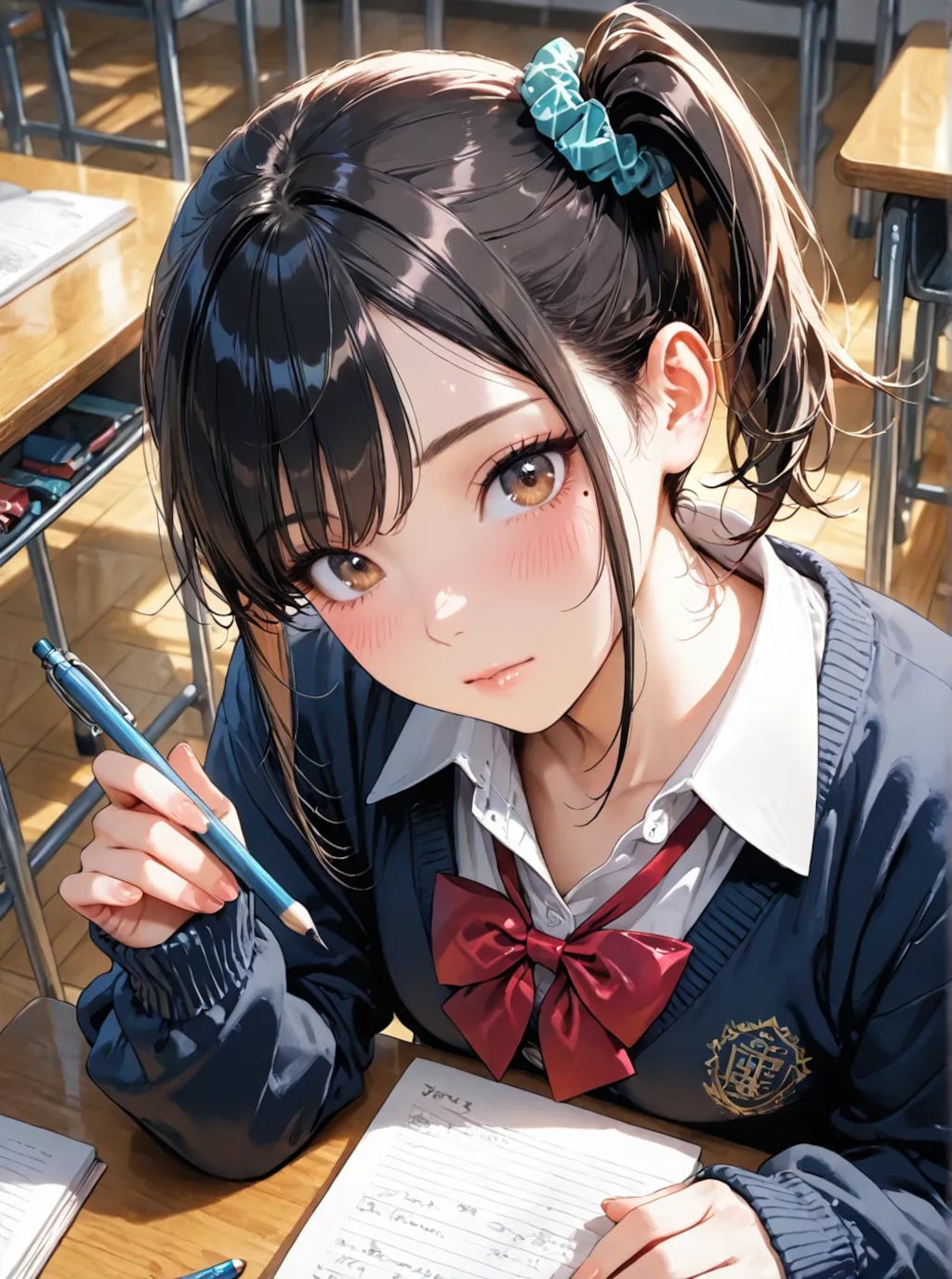 サイドテールのJKとお勉強会😊