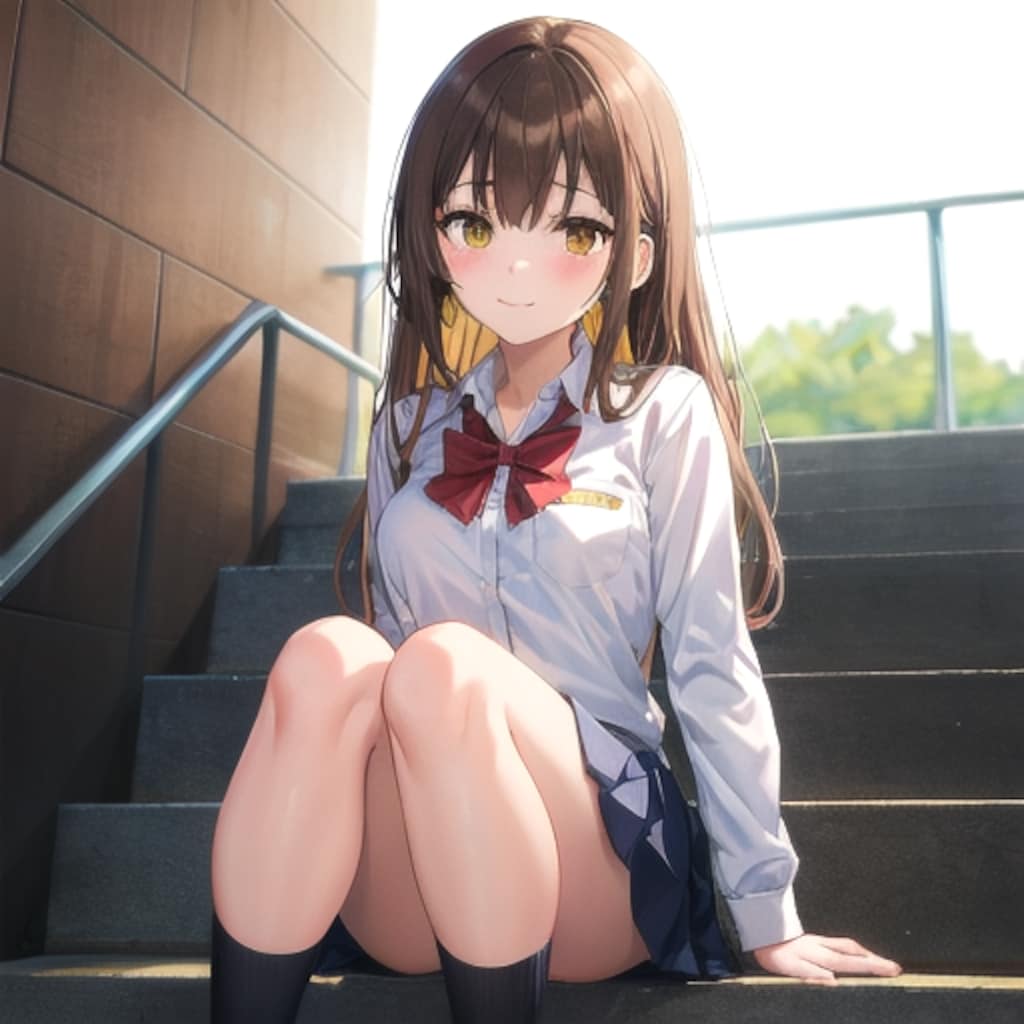 階段にて