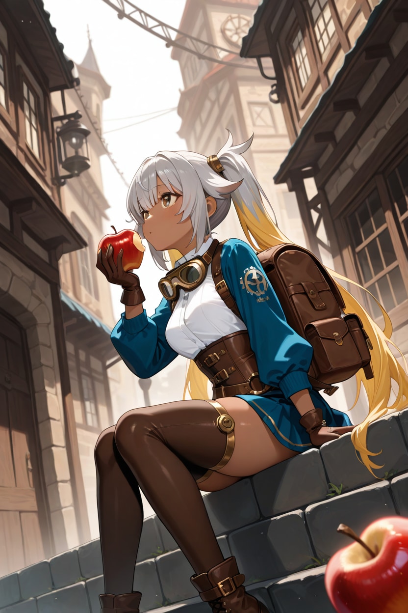 472 林檎を齧るスチームパンクの子 | の人気AIイラスト・グラビア
