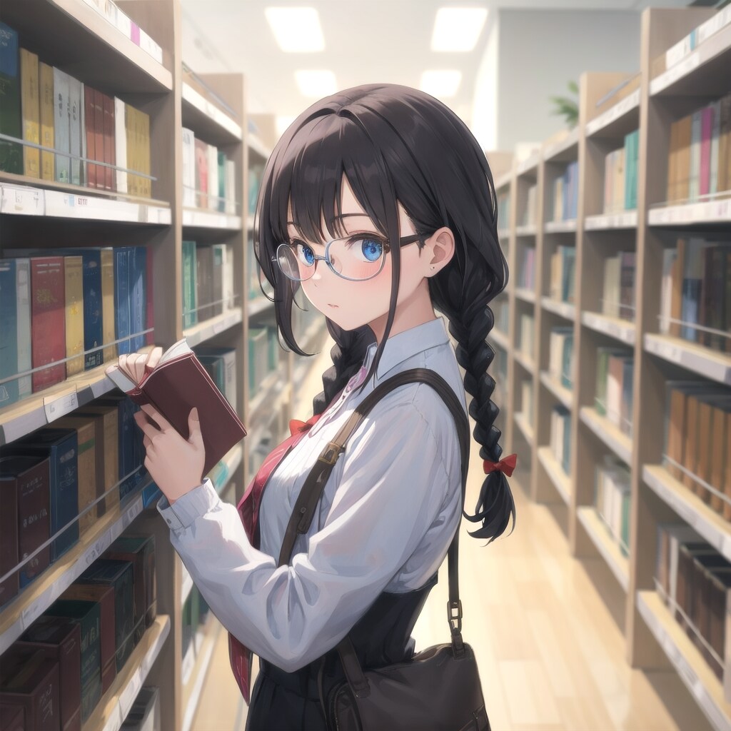 図書館にて