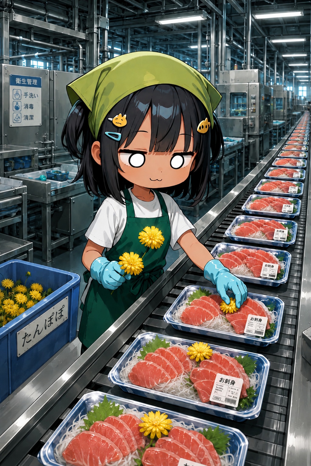 刺身の上にタンポポのせる仕事