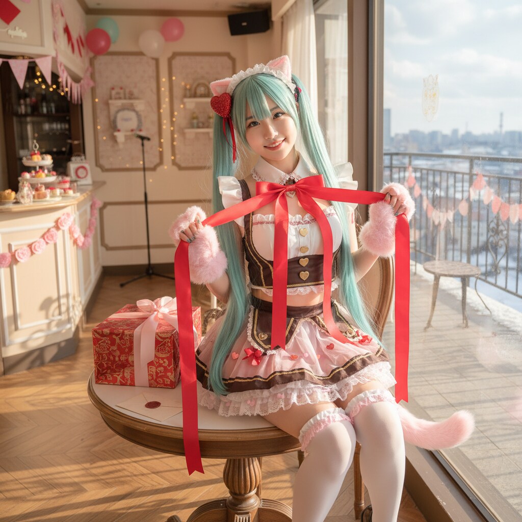 みどツイにゃん。2月14日 #バレンタインデー。バレンタインメイド。
