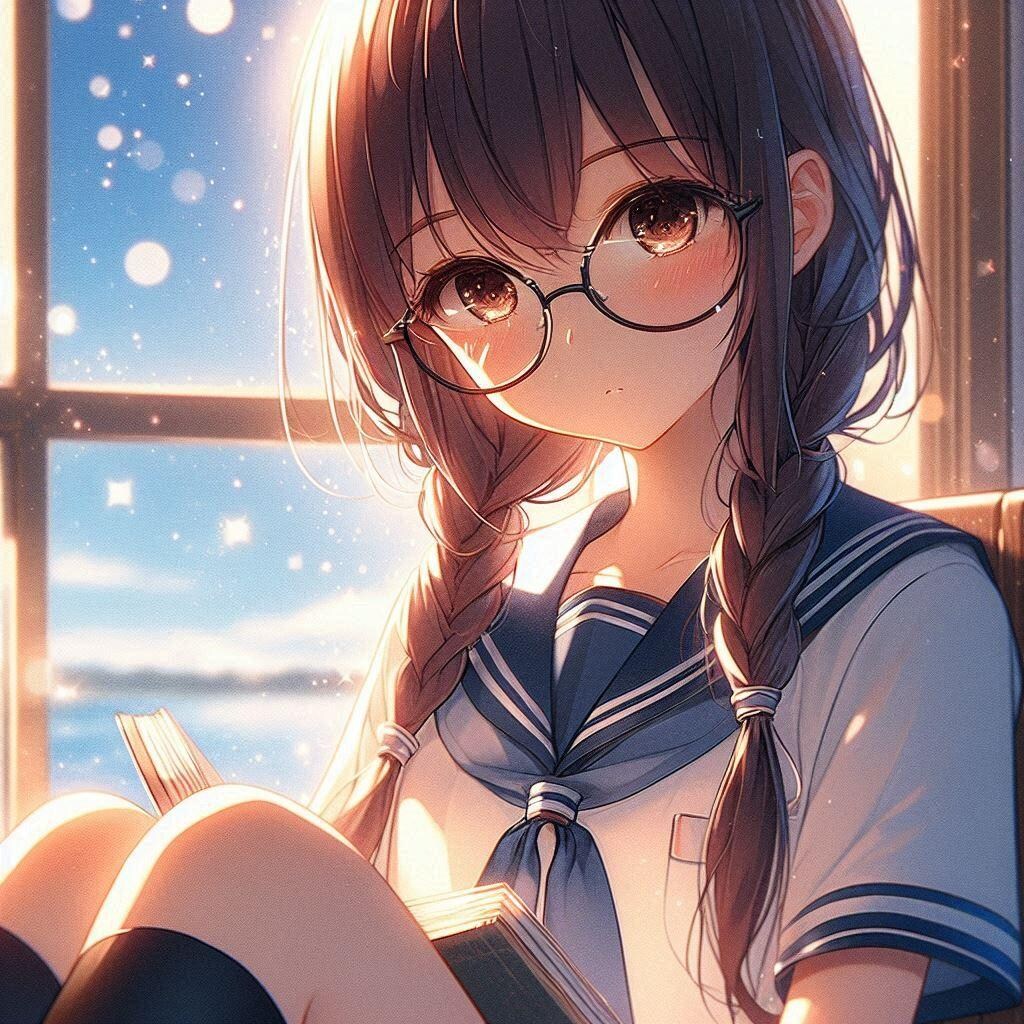 三つ編みメガネ