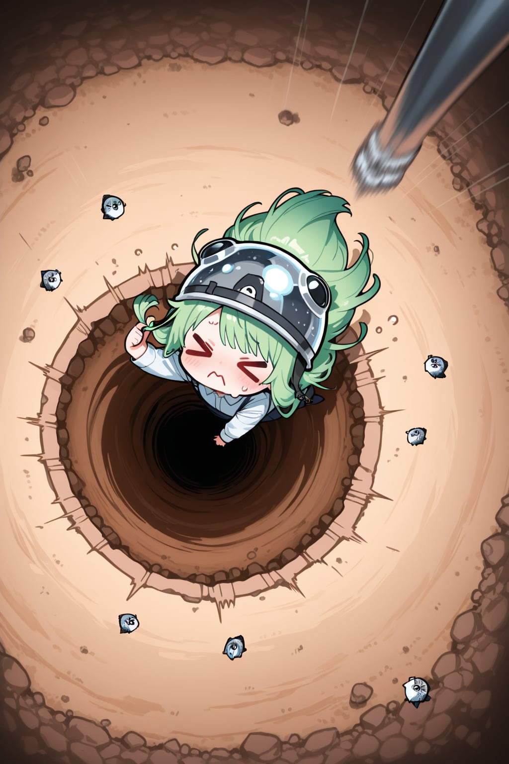 落ちる緑髪ちゃん