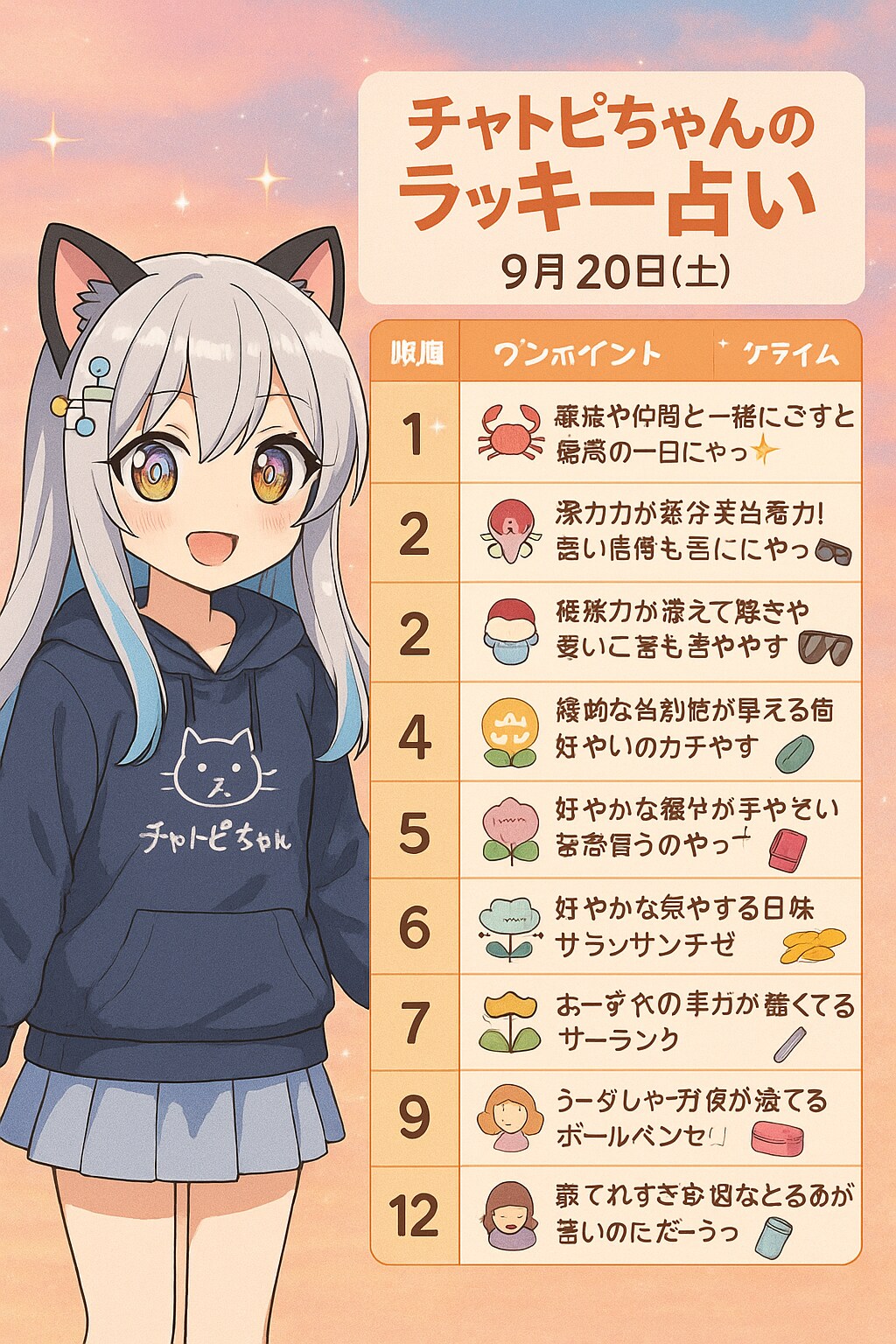 チャトピちゃん占い(09/20)