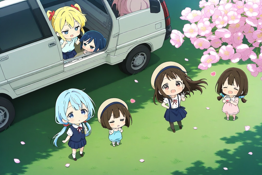 一枚目、『お出かけ』車が出たので『車で、お出かけ』。