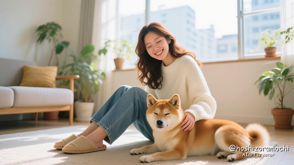 陽だまりの微笑み：柴犬と過ごす穏やかな午後
