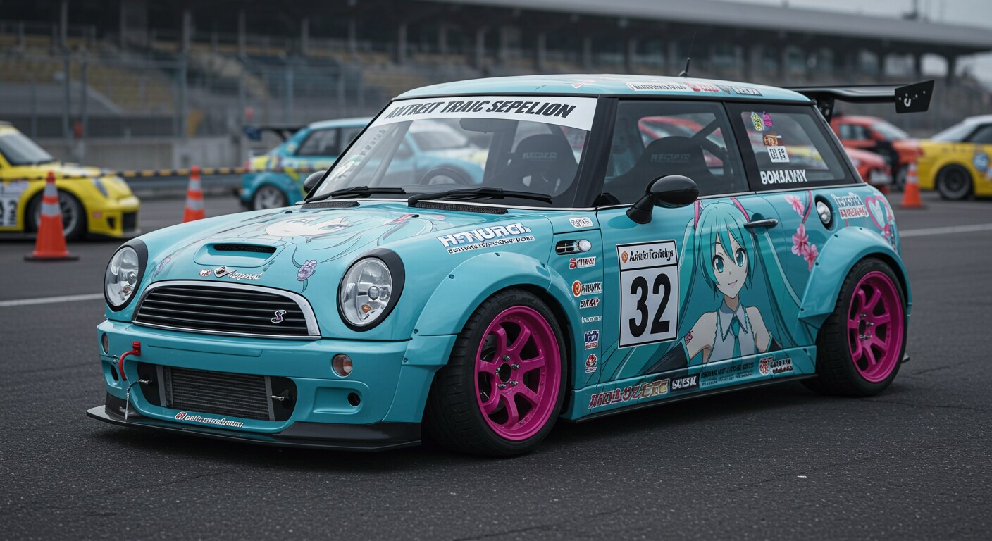 ミニクーパー痛車と初音ミク