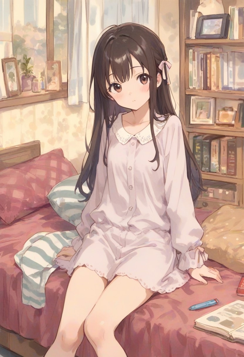 少女の部屋(水彩タッチ)(235) | の人気AIイラスト・グラビア
