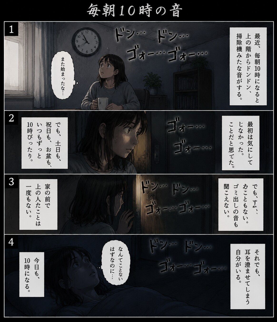 日常の普通のシーンを怪談っぽくする漫画