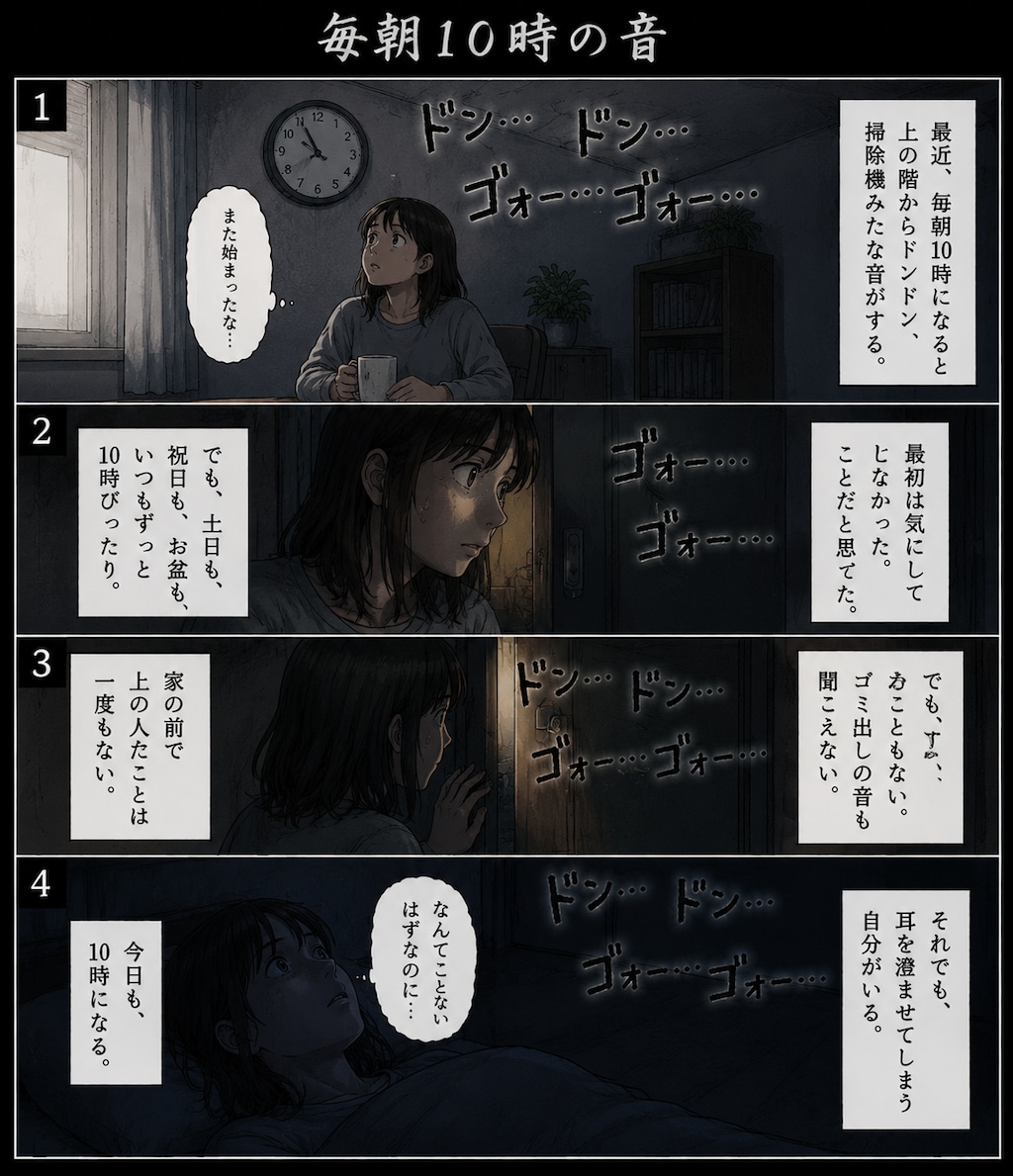 日常の普通のシーンを怪談っぽくする漫画