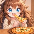 ピザを食べる小さな女の子 2枚目
