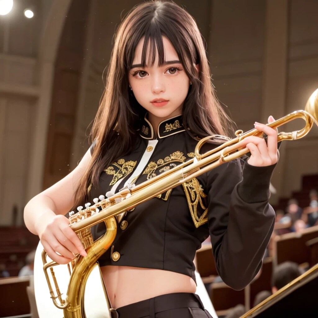 黒髪ロングでブラスバンドの美女１０１