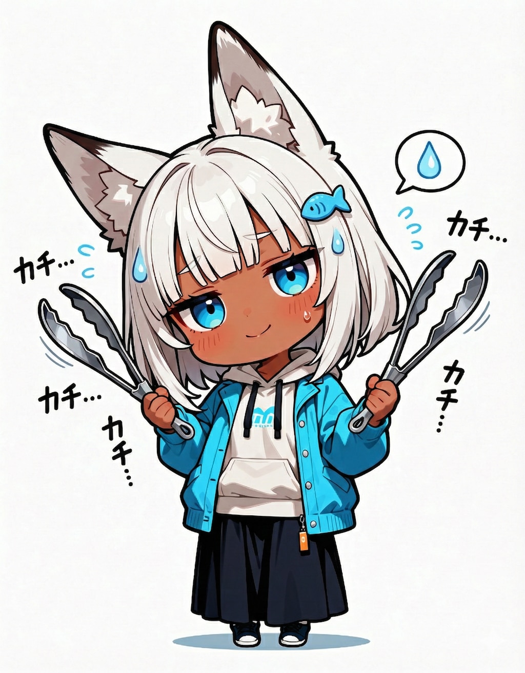 フライングカチカチして気まずい白狐ちゃん