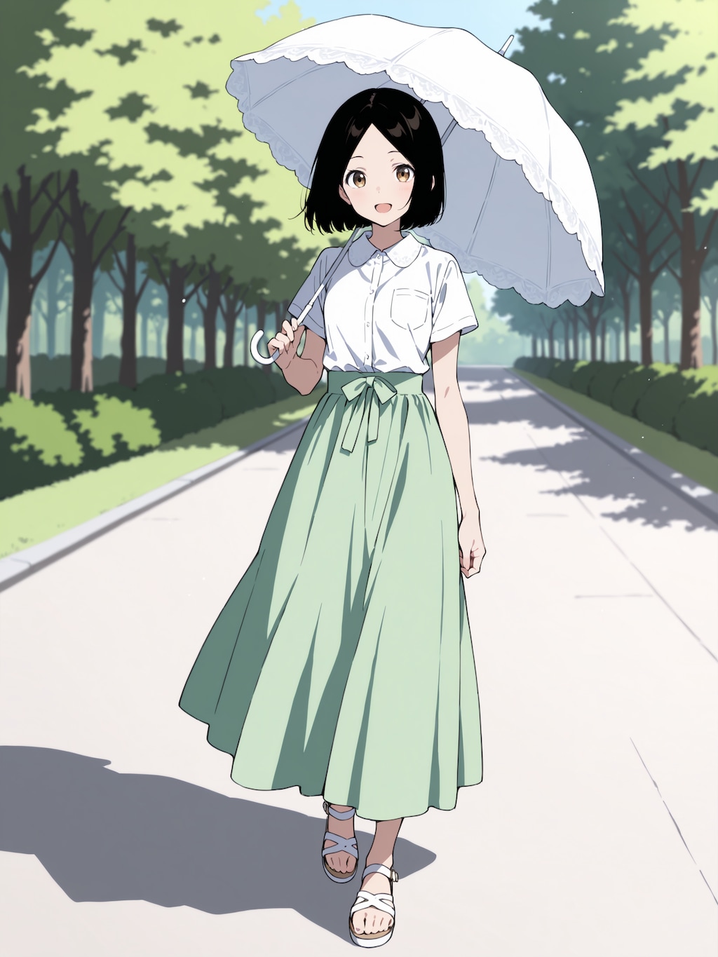 お散歩、真由美ちゃん