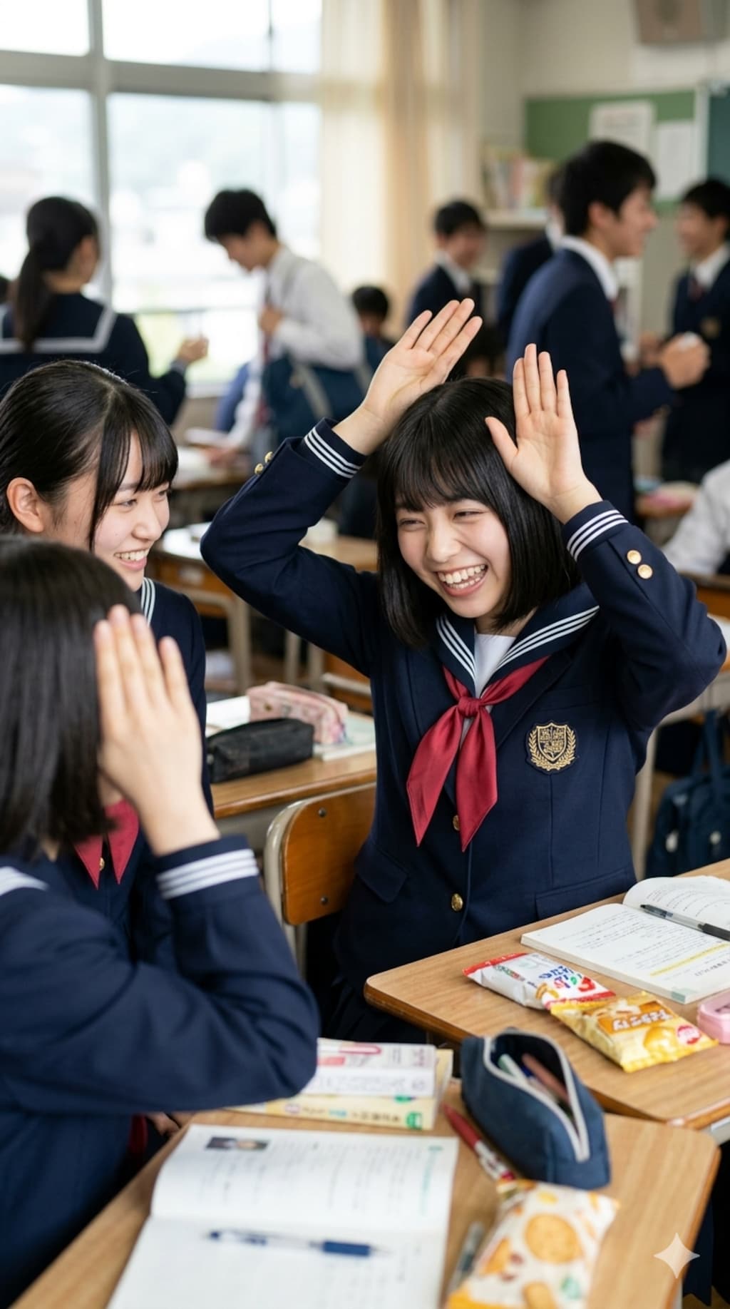 うさ耳ポーズの連鎖が止まらない…ッ！！クラス中を巻き込む“連続超cuteウサぴょん革命”の破壊力に、クラスの男子全員のリミットゲージが完全にぶっ壊れて理性が秒で蒸発した件！！💦✨