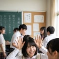 うさ耳ポーズの連鎖が止まらない…ッ！！クラス中を巻き込む“連続超cuteウサぴょん革命”の破壊力に、クラスの男子全員のリミットゲージが完全にぶっ壊れて理性が秒で蒸発した件！！💦✨ 2枚目