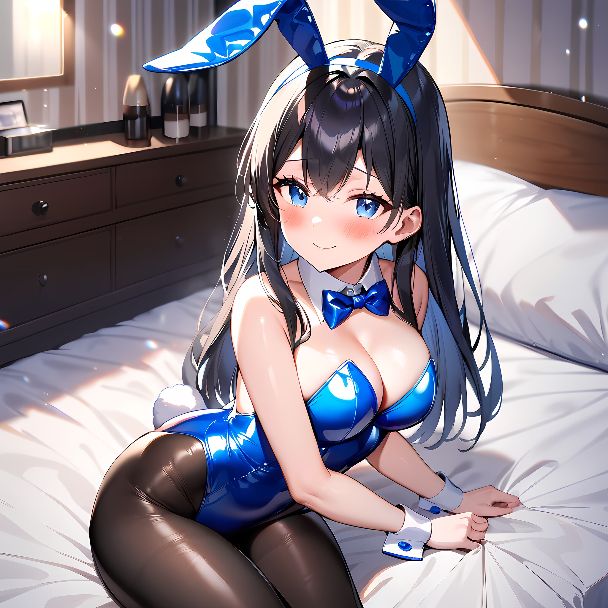 光沢青エナメルバニーガール