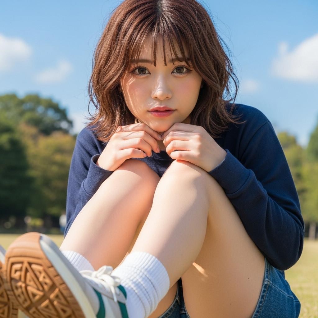 秋の公園で日向ぼっこ