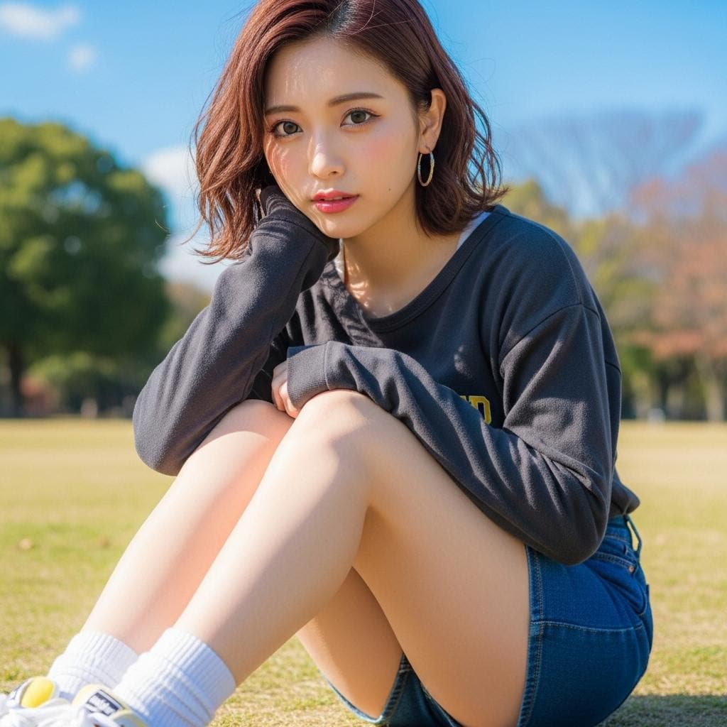 秋の公園で日向ぼっこ