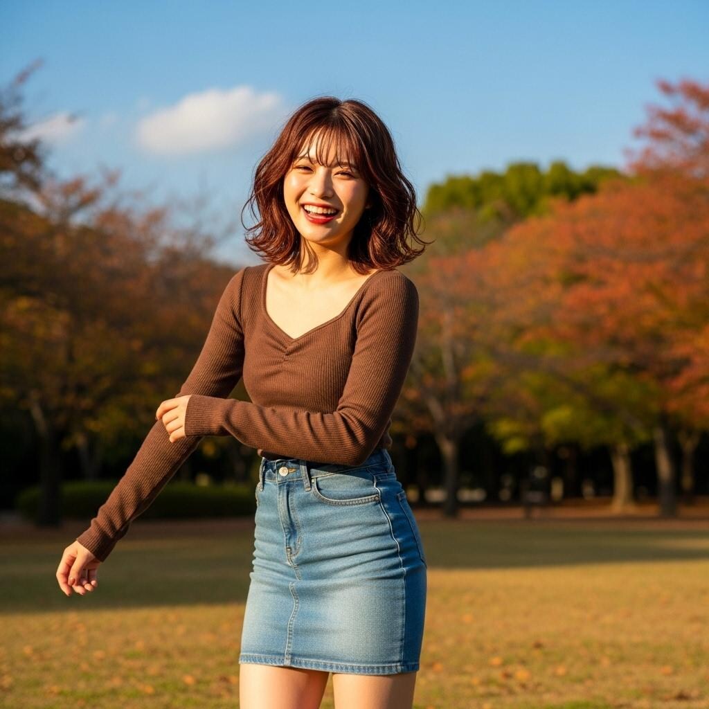 秋の公園で日向ぼっこ