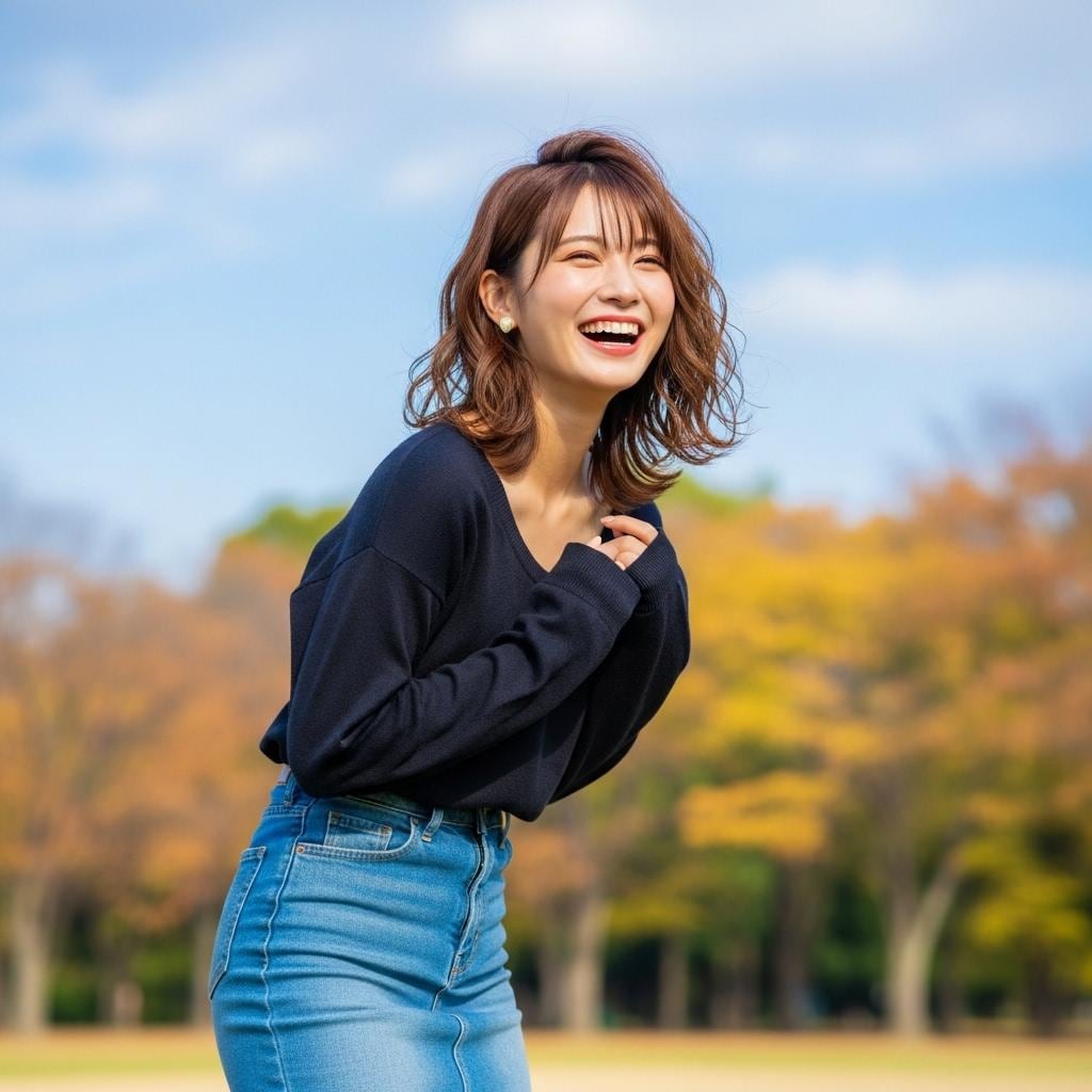 秋の公園で日向ぼっこ