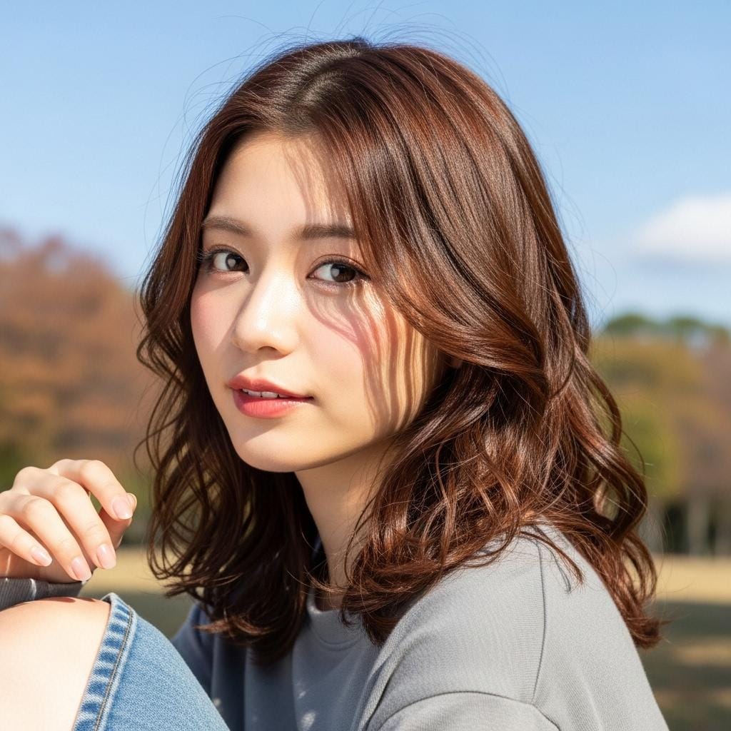 秋の公園で日向ぼっこ