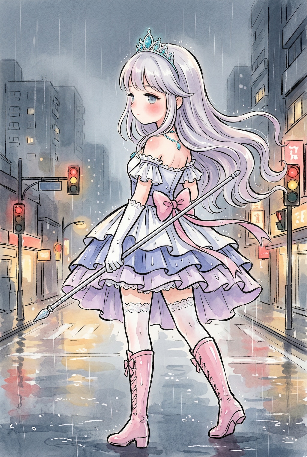 雨街に舞う蒼華姫