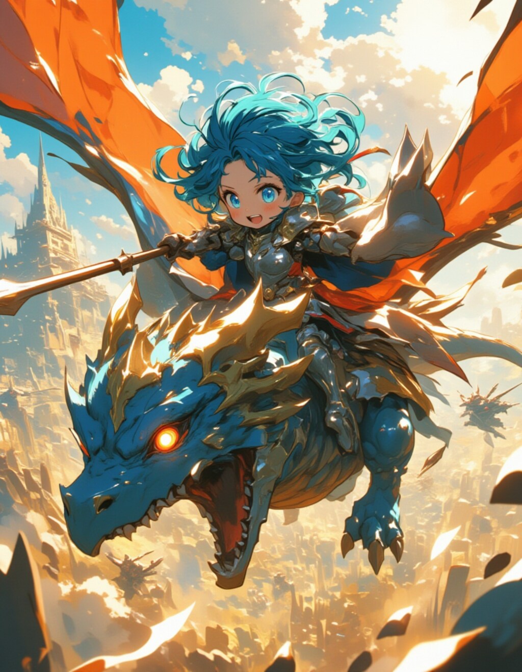 蒼き竜騎士の急降下突撃！天空からの槍撃