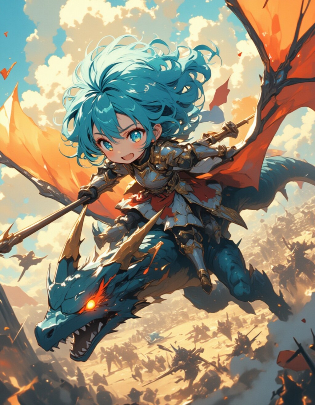 蒼き竜騎士の急降下突撃！天空からの槍撃